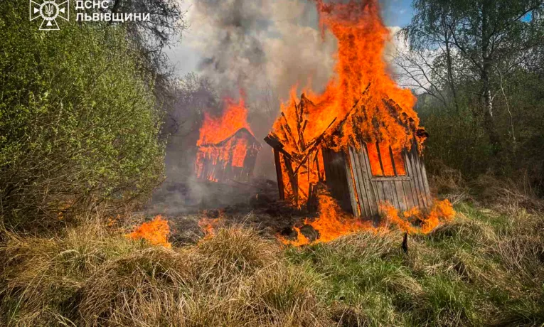 На Львівщині через спалювання сухостою згоріли дачні будиночки