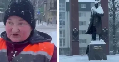 “Безстрашна”: у 59-річна комунальниця Ольга продовжувала прибирати сніг, попри вибух ворожого дрона (відео)