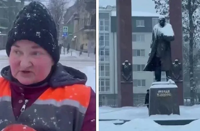 “Безстрашна”: у 59-річна комунальниця Ольга продовжувала прибирати сніг, попри вибух ворожого дрона (відео)