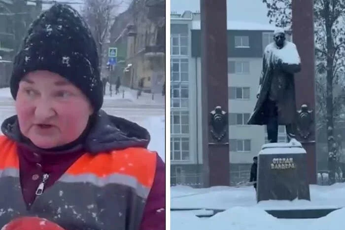 “Безстрашна”: у 59-річна комунальниця Ольга продовжувала прибирати сніг, попри вибух ворожого дрона (відео)